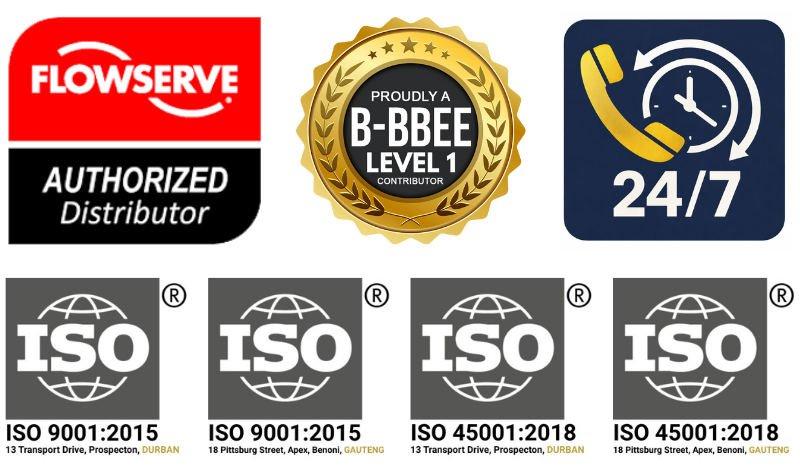 PCS Approved Flowserve Repair Facilities, B-BBEE Level 1 Contributor, ISO Certified