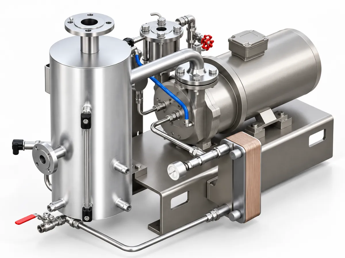 Flowserve SIHI pre-engineered liquid ring vacuum system with motor and service-liquid vessel