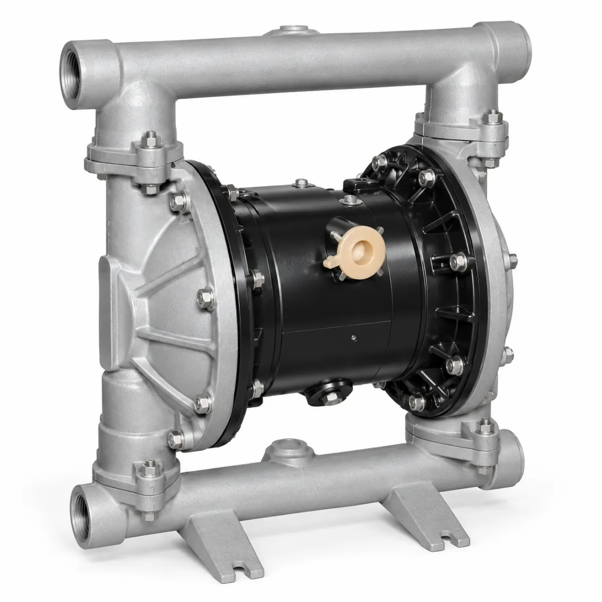 Titan metallic air-operated diaphragm pump with black central housing