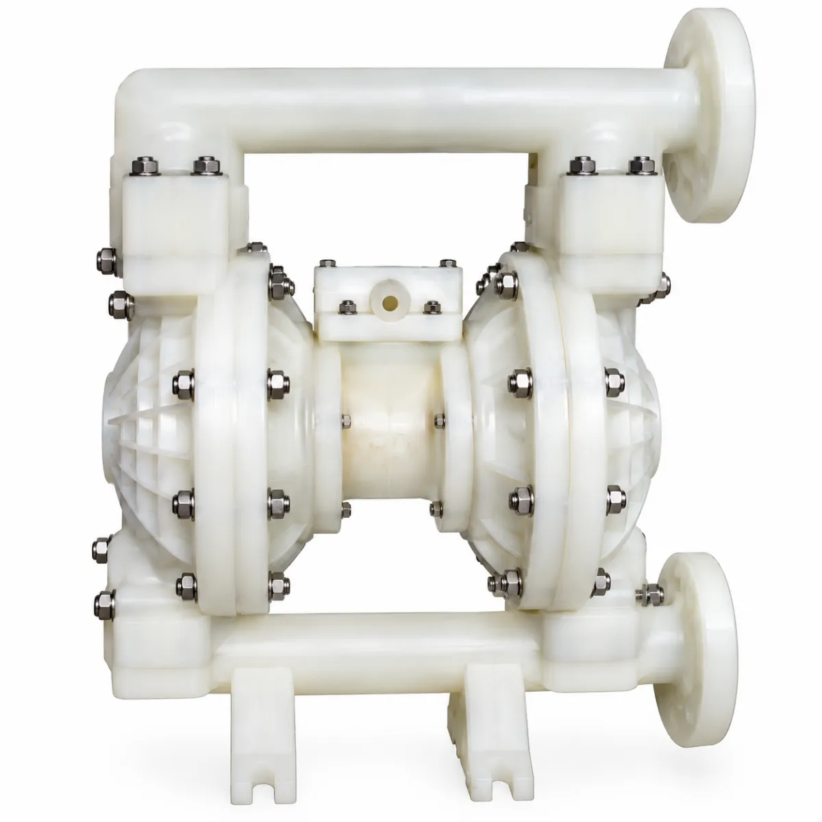 White Titan air-operated double diaphragm pump with flanged connections