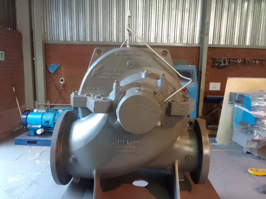 Worthington industrial pump assembly photographed in the PCS workshop